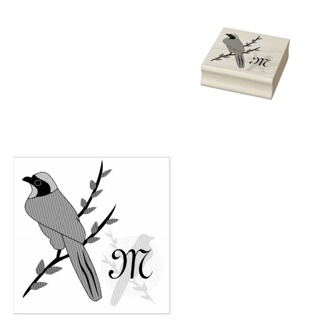 Hübsch-Türkis-Jay-Bird-Monogramm Gummistempel (Stempel)