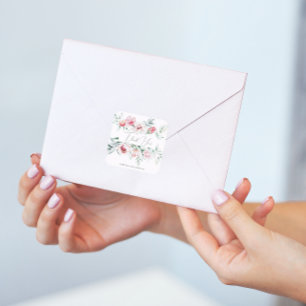 Hübsch und Chic Floral Vielen Dank Quadratischer Aufkleber