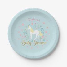 Hübsch Unicorn Aqua Gold Glitzer Baby Dusche