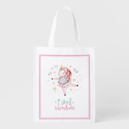 Hübsch Unicorn Ballerina Pink Girly Kinder Wiederverwendbare Einkaufstasche