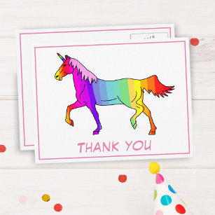 Hübsch Unicorn farbig Vielen Dank Postkarte