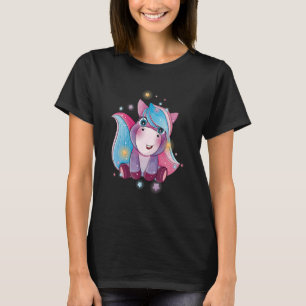 Hübsch Unicorn Watercolor Blue Pegasus Mythical Un T-Shirt