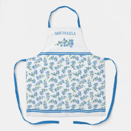 Hübsch vergessen Sie mich nicht Muster Blue Name Schürze