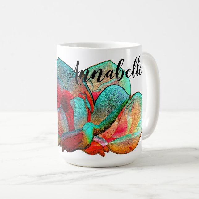 Hübsch viele Farben Magnolia Blume personalisiert Kaffeetasse (VorderseiteRechts)