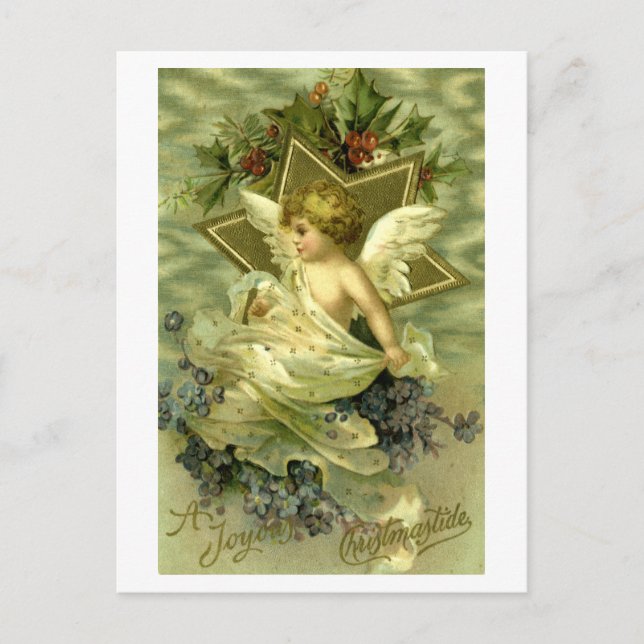 Hübsch Vintage Christmas Cherub Postkarte (Vorderseite)