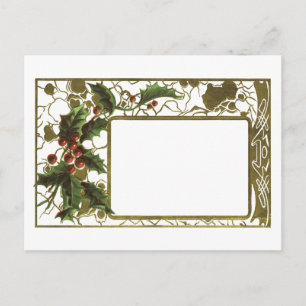 Hübsch Vintage Christmas Holly Border Postkarte