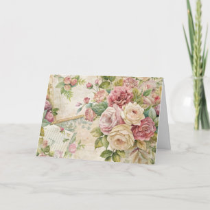 Hübsch Vintage Ephemera Inspiriert Florals Card Feiertagskarte