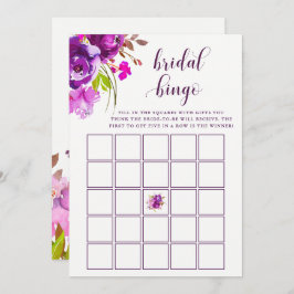 Hübsch-violette Blumen | Brautparty Bingo Game Einladung