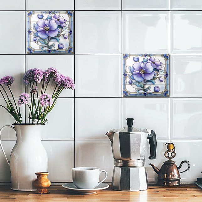 Hübsch-violette Blumen Fliese (Von Creator hochgeladen)