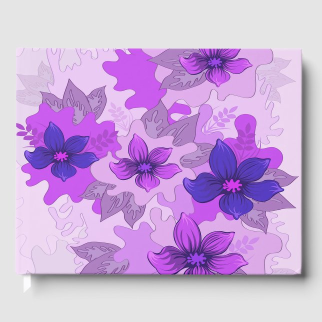 Hübsch-violette Blumen Gästebuch (Vorderseite)