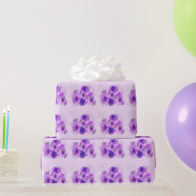 Hübsch-violette Blumen Geschenkpapier (Partygeschenke)