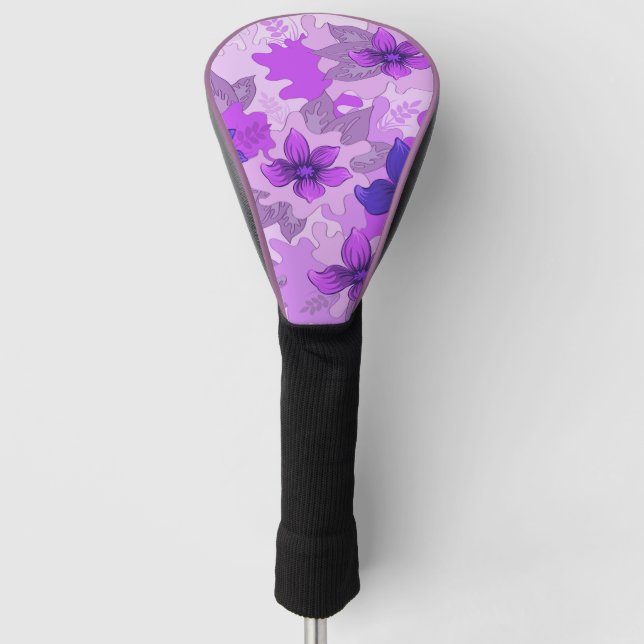 Hübsch-violette Blumen Golf Headcover (Vorderseite)