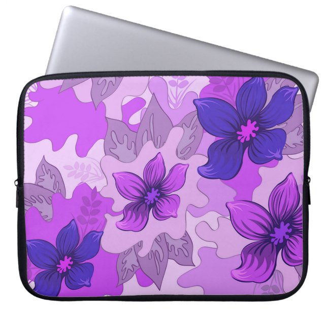 Hübsch-violette Blumen Laptopschutzhülle (Vorderseite)