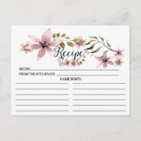 Hübsch-violette Blumen-Rezept-Karte