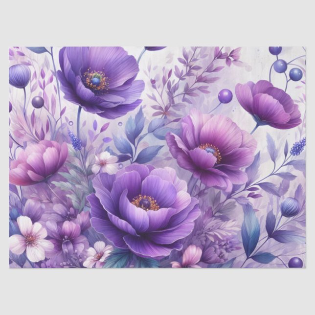 Hübsch-violette Blumen Seidenpapier (Vorderseite)