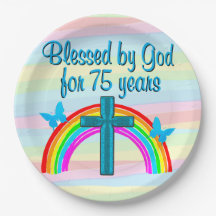 HÜBSCH VON GOTT 75. GEBURTSTAGSPAPIER-TELLERN GESC