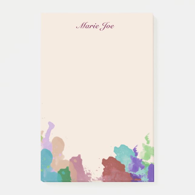 Hübsch Watercolor Confetti Spritzer Boarder Post-it Klebezettel (Vorderseite)