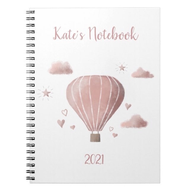 Hübsch Watercolor Hot Air Ballon Notebook Notizblock (Vorderseite)