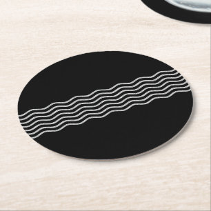 Hübsch Waves silver + Ihr Backgr, Text & Ideen Runder Pappuntersetzer