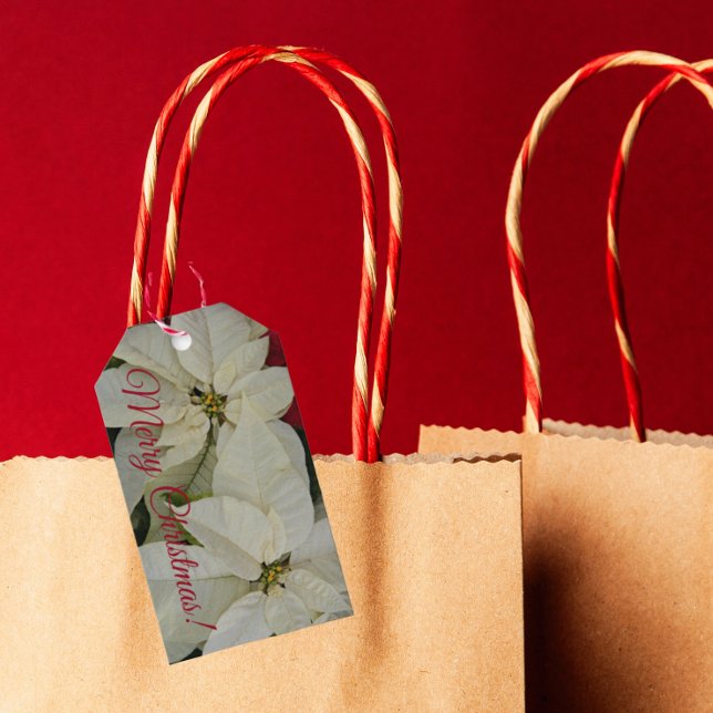 Hübsch White Poinsettias Holiday Geschenkanhänger (In Situ)