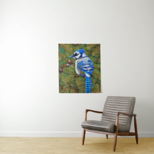 Hübsch Wilderness Blue Jay Wandteppich