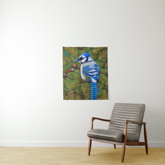 Hübsch Wilderness Blue Jay Wandteppich (Beispiel)