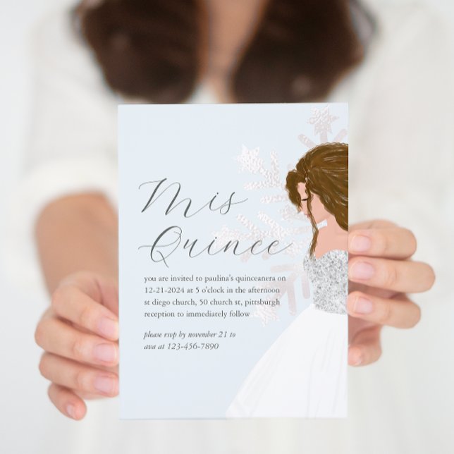 Hübsch Winter Blue Snowflake Dunkle Haare Mis Quin Einladung (Von Creator hochgeladen)