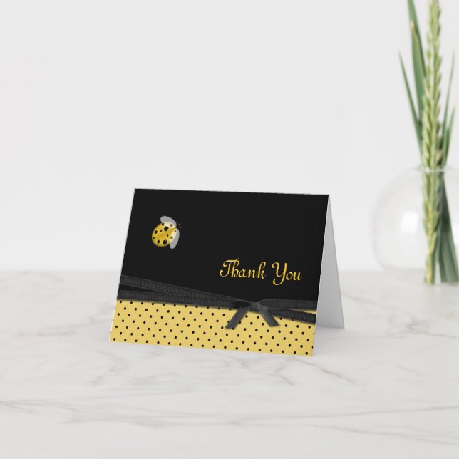 Hübsch Yellow & Black Ladybug Dankeschön Karte (Vorderseite)