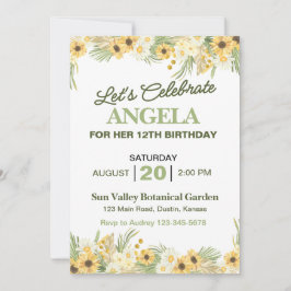 Hübsch Yellow Daisy Geburtstagsparty Einladung