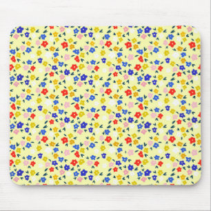 Hübsch zierlich süß floral auf pastellgelb mousepad