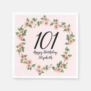 Hübsche 101. Geburtstagsröte rosa floral Serviette