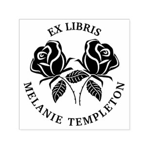 Hübsche 2 Rosen Silhouette Ex Libris Runder Buchna Permastempel