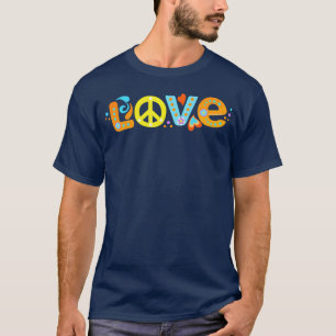 Hübsche 60er 70er Hippie Frieden Liebe Herzen Frie T-Shirt