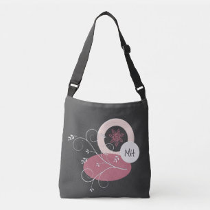 Hübsche Abstrakte Blätter Grau/Rosa Tasche