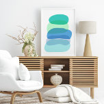 Hübsche Abstrakte geometrische Formen in Blau und  Poster<br><div class="desc">Dieses niedliche,  moderne Kunstdesign besticht durch abstrakte Bio Formen in einer hübschen Farbpalette aus aquamarin,  blau und grün.</div>