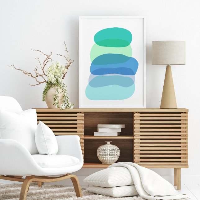 Hübsche Abstrakte geometrische Formen in Blau und  Poster (Von Creator hochgeladen)