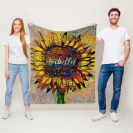 Hübsche Abstrakte Sonnenblumenmalerei Fleecedecke