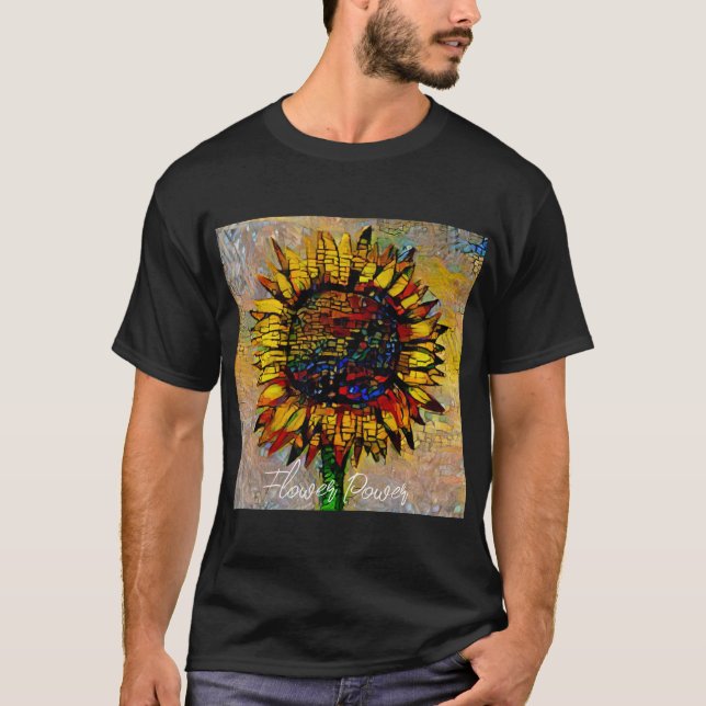 Hübsche Abstrakte Sonnenblumenmalerei T-Shirt (Vorderseite)