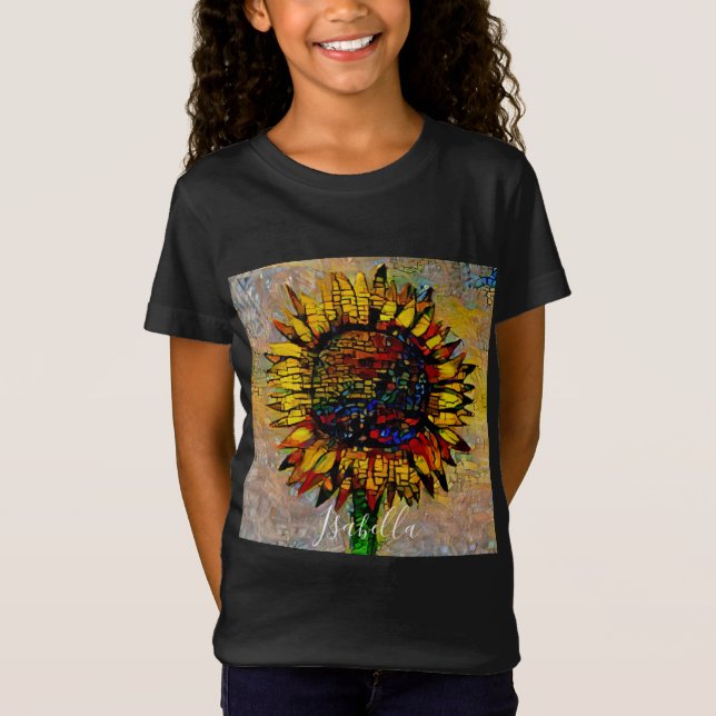Hübsche Abstrakte Sonnenblumenmalerei T-Shirt (Vorderseite)