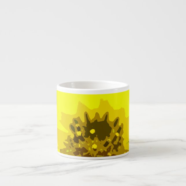 Hübsche Abstrakte Vivid Yellow Daisy Blume Espressotasse (Vorderseite)