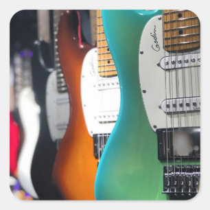 Hübsche akustische Gitarre Quadratischer Aufkleber