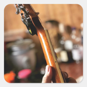 Hübsche akustische Gitarre Quadratischer Aufkleber