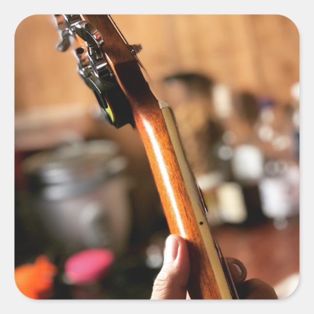 Hübsche akustische Gitarre Quadratischer Aufkleber (Vorderseite)