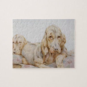 Hübsche alte Bloodhounds, Welpenhunde von EJ Detmo Puzzle