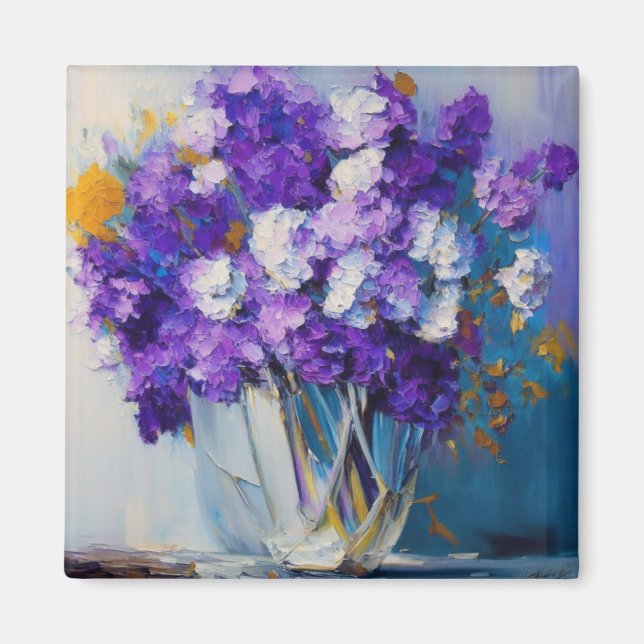 Hübsche alte lila Blumen Magnet (Vorne)