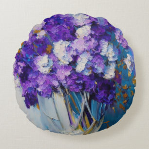 Hübsche alte lila Blumen Rundes Kissen