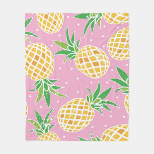Hübsche Ananas auf grungigem rosa punktierten Hint Fleecedecke