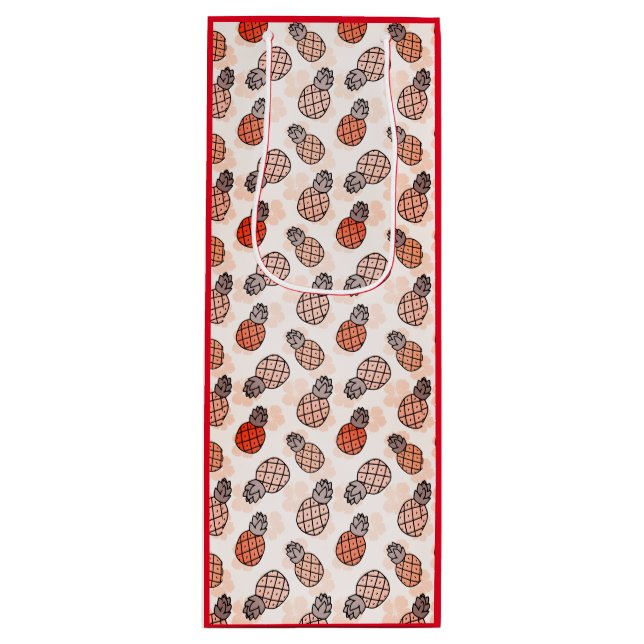 Hübsche Ananas mit rotem Hintergrund Geschenktüte Für Weinflaschen (Vorderseite)