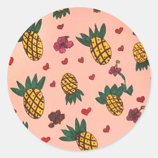 Hübsche Ananas Runder Aufkleber