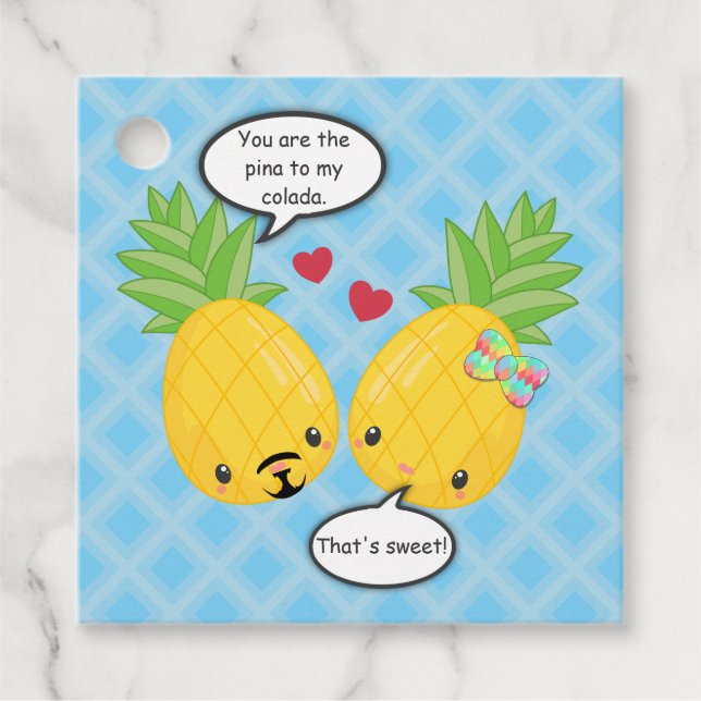 Hübsche Ananas Tropisches Pina Colada Romantisch Geschenkanhänger (Vorderseite)